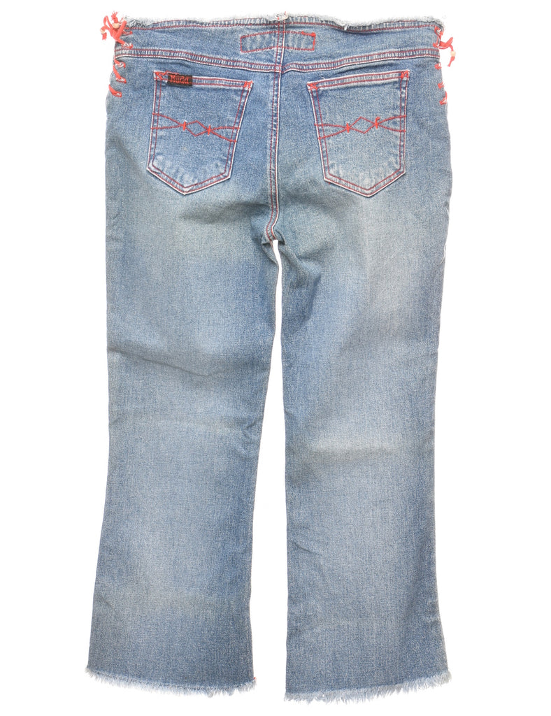 Mudd Low-Rise Light Wash & Red Lace-Up Detail Jeans - W28 L23