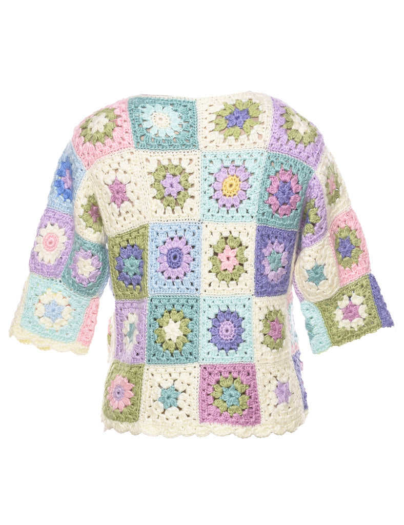 Multi-colour Crochet Jumper - M