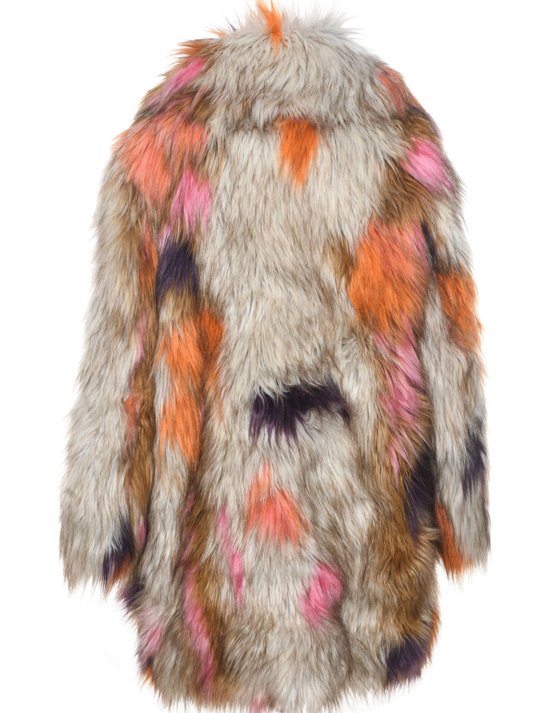 Multi-colour Faux Fur Coat - M