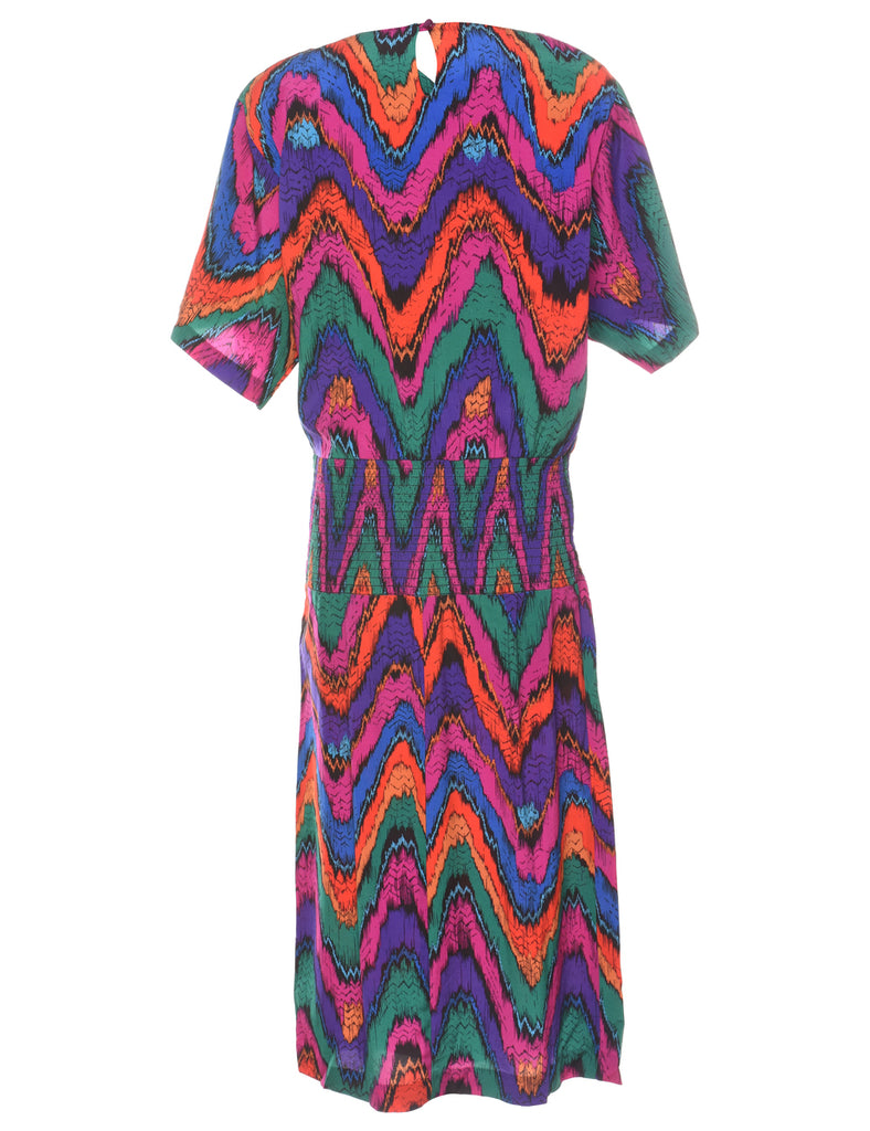 Multi-colour Geometric Patterned Dress - L