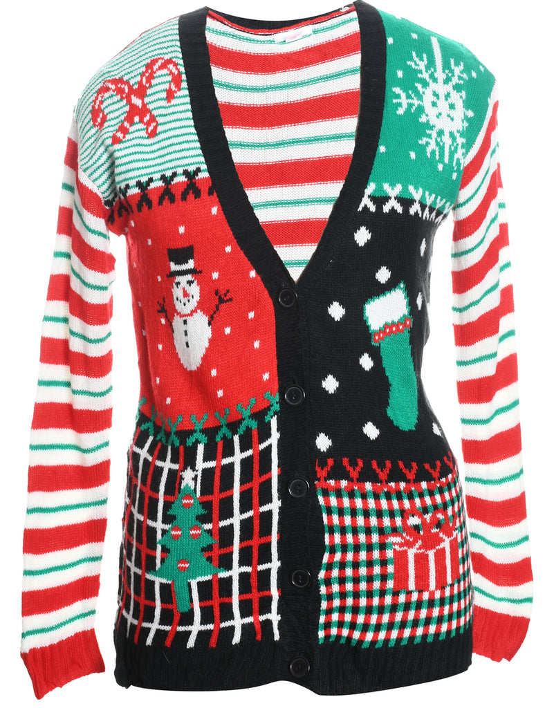 Multi-Colour Knit Christmas Cardigan - S