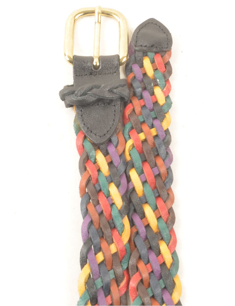 Multi-colour Leather Woven Belt - M