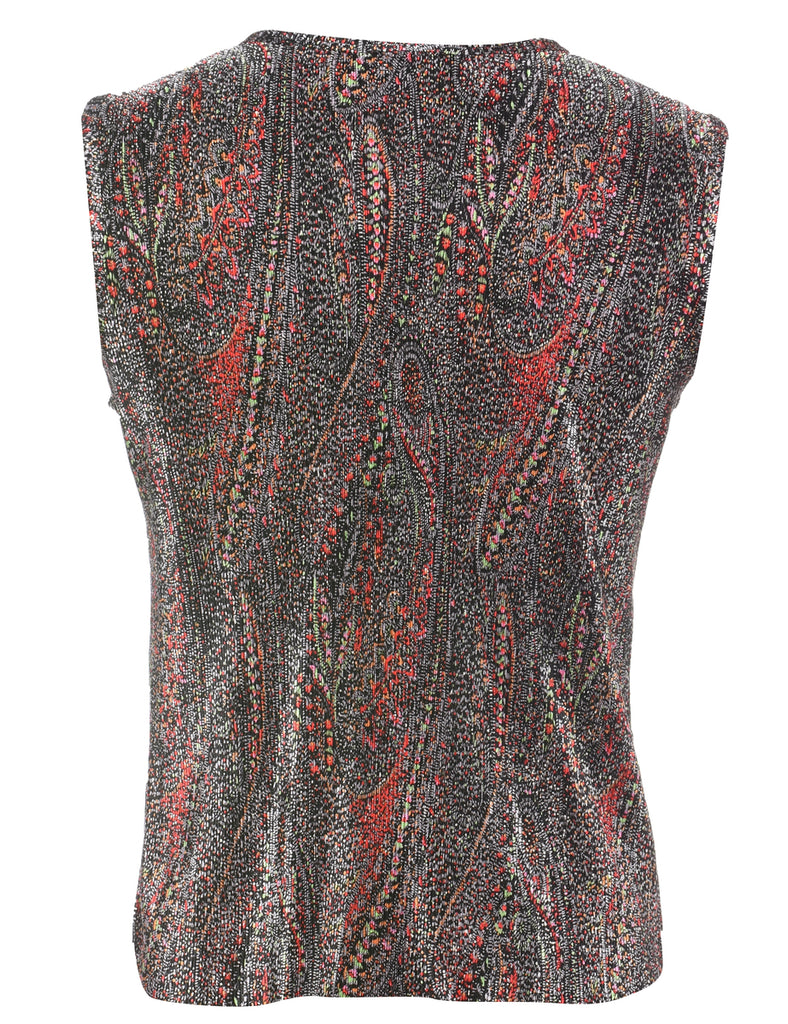 Multi-Colour Paisley Print Sparkly Top - M