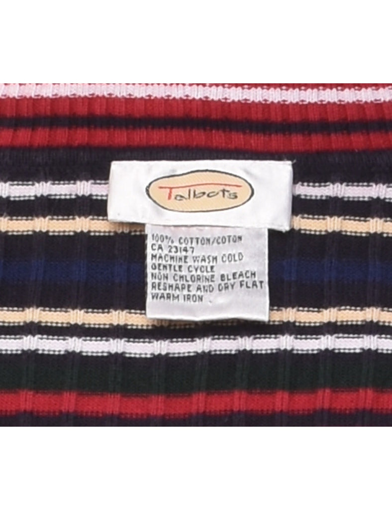 Multi-colour Striped Turtleneck Jumper - L