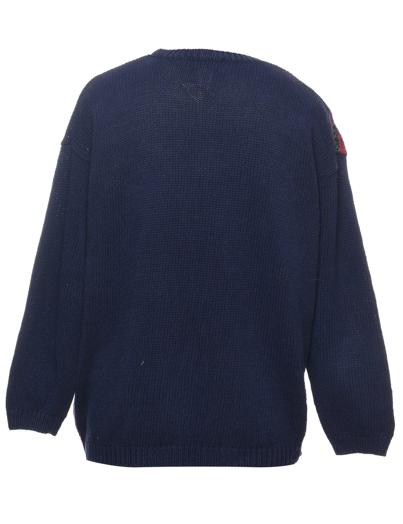 Navy Christmas Cardigan - L