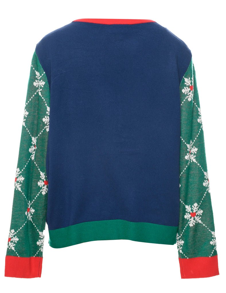 Navy Christmas Cardigan - L