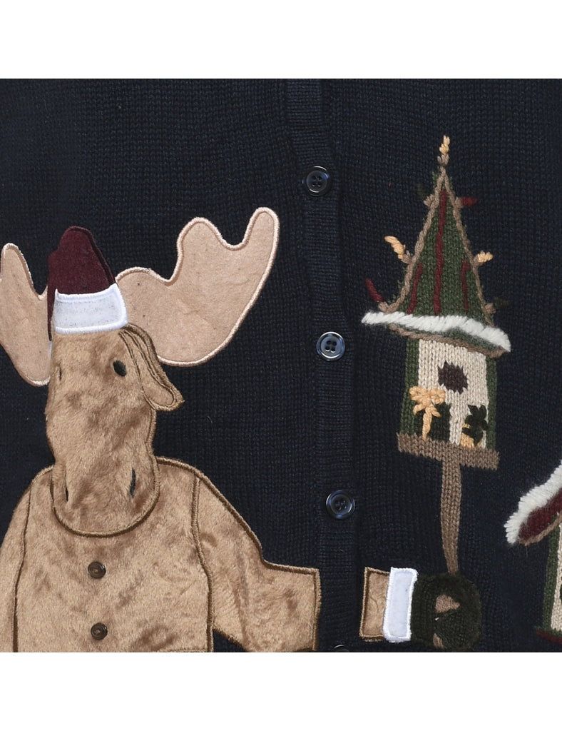 Navy Christmas Cardigan - M