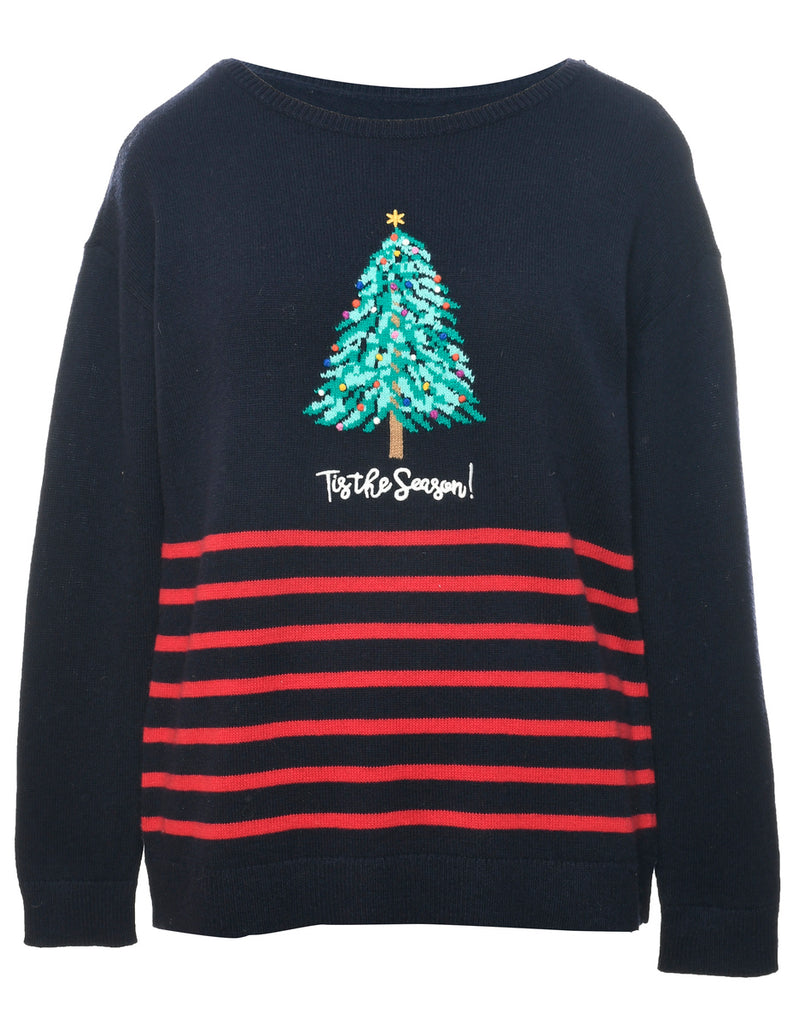 Navy Christmas Jumper - M