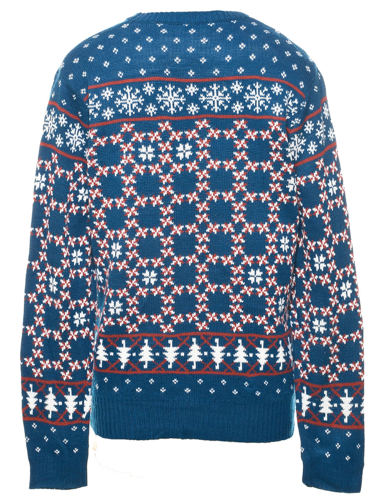 Navy Christmas Jumper - L