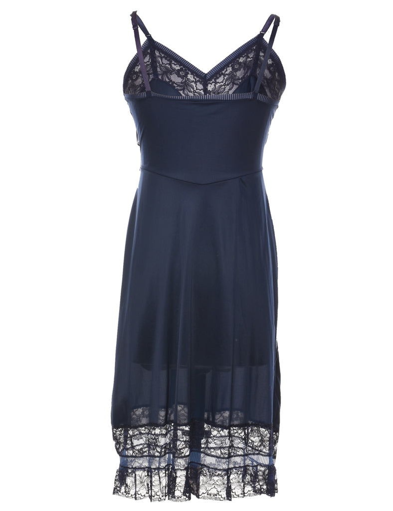 Navy Classic Lace Slip Dress  - S