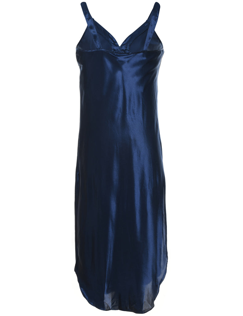 Navy Classic Metallic Slip Dress - L