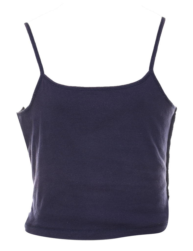 Navy Cropped Diamonte Detail Y2K Vest  - M