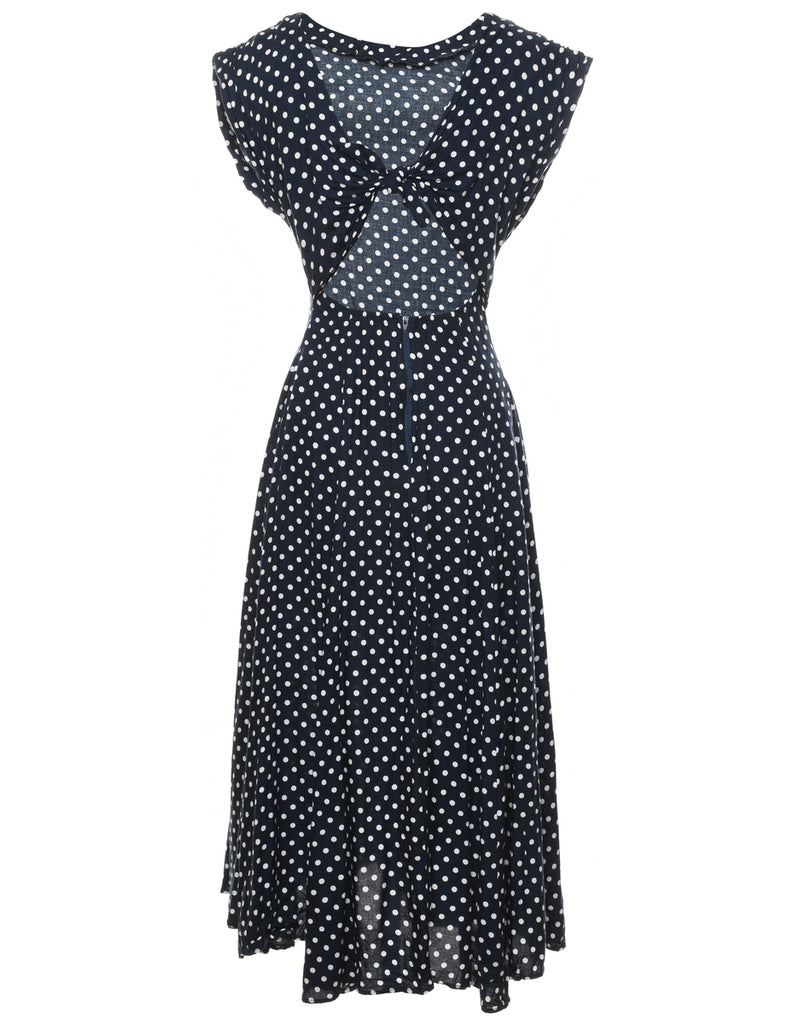 Navy Polka Dot  Dress - S