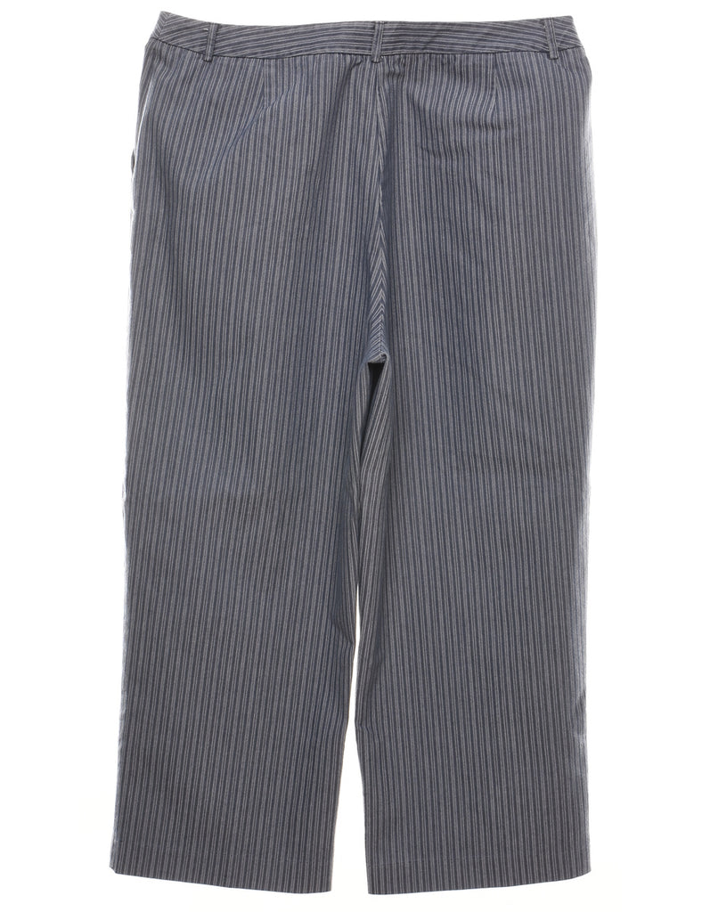 Navy Striped Cropped Trousers - W34 L23