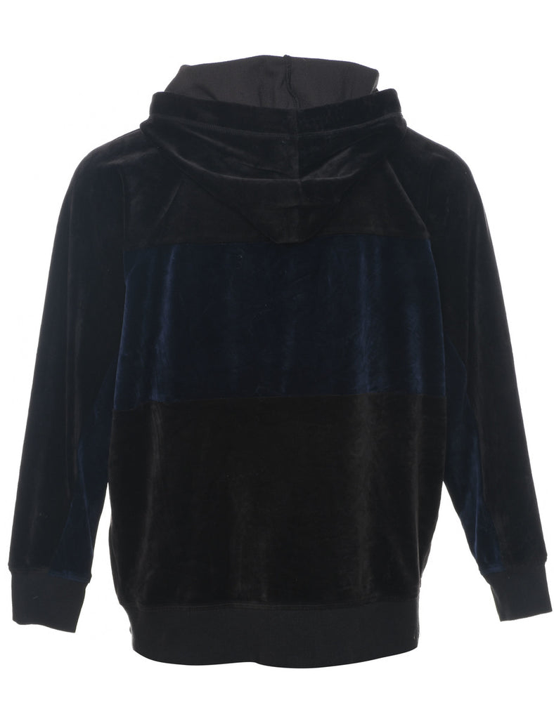 Navy Velour Y2K Hoodie - M