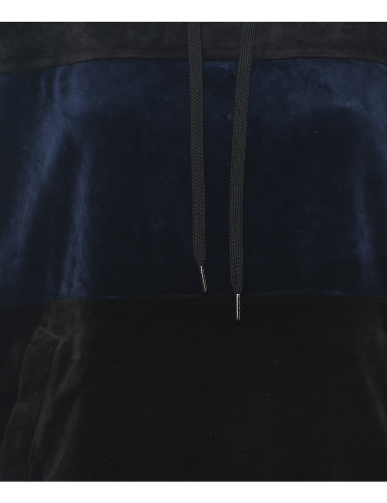 Navy Velour Y2K Hoodie - M