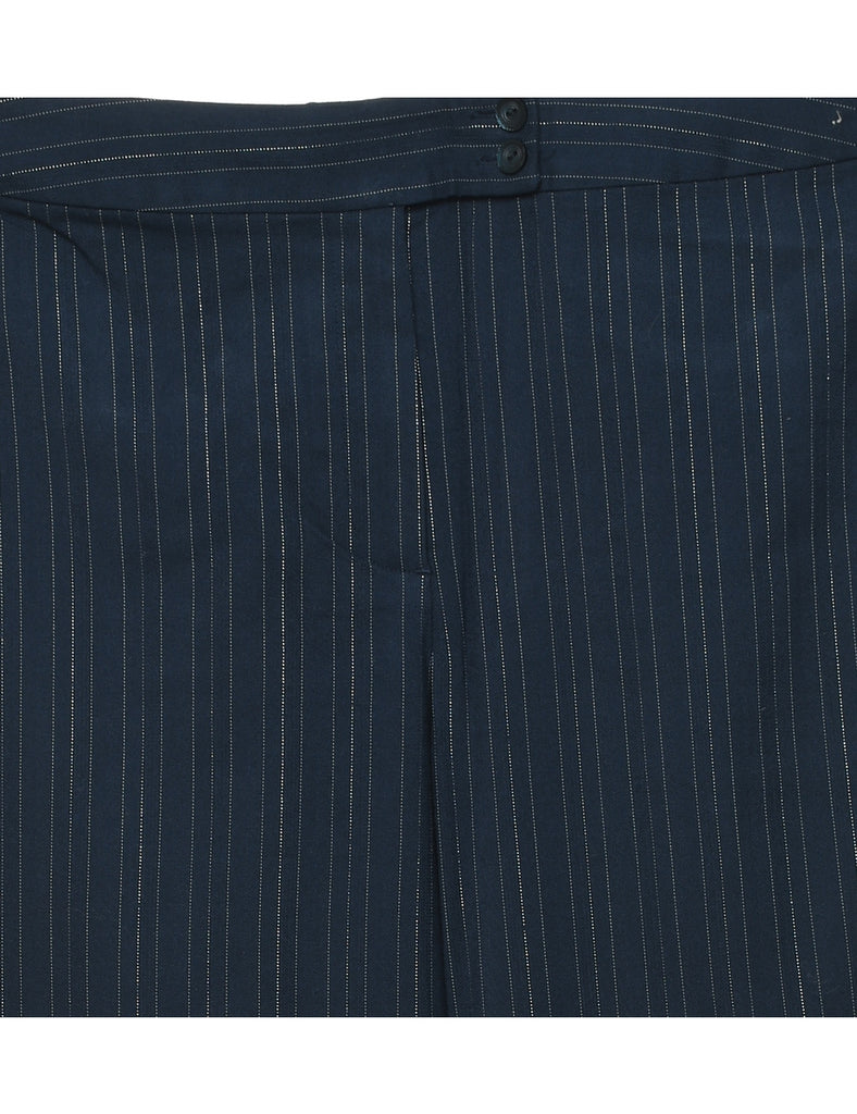 Navy & White Straight-Leg Pinstriped Trousers - W38 L28