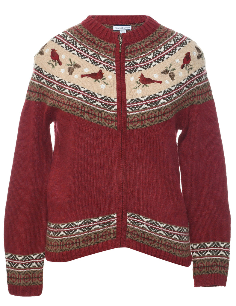 Nordic Maroon Cardigan - S