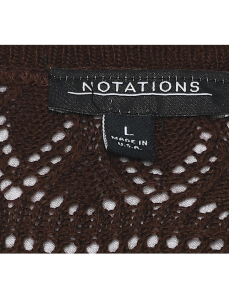 Notations Dark Brown Cardigan - L