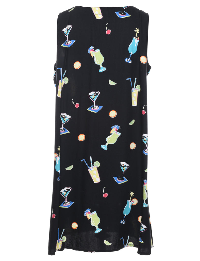 Novelty Print Sleeveless Dress - L