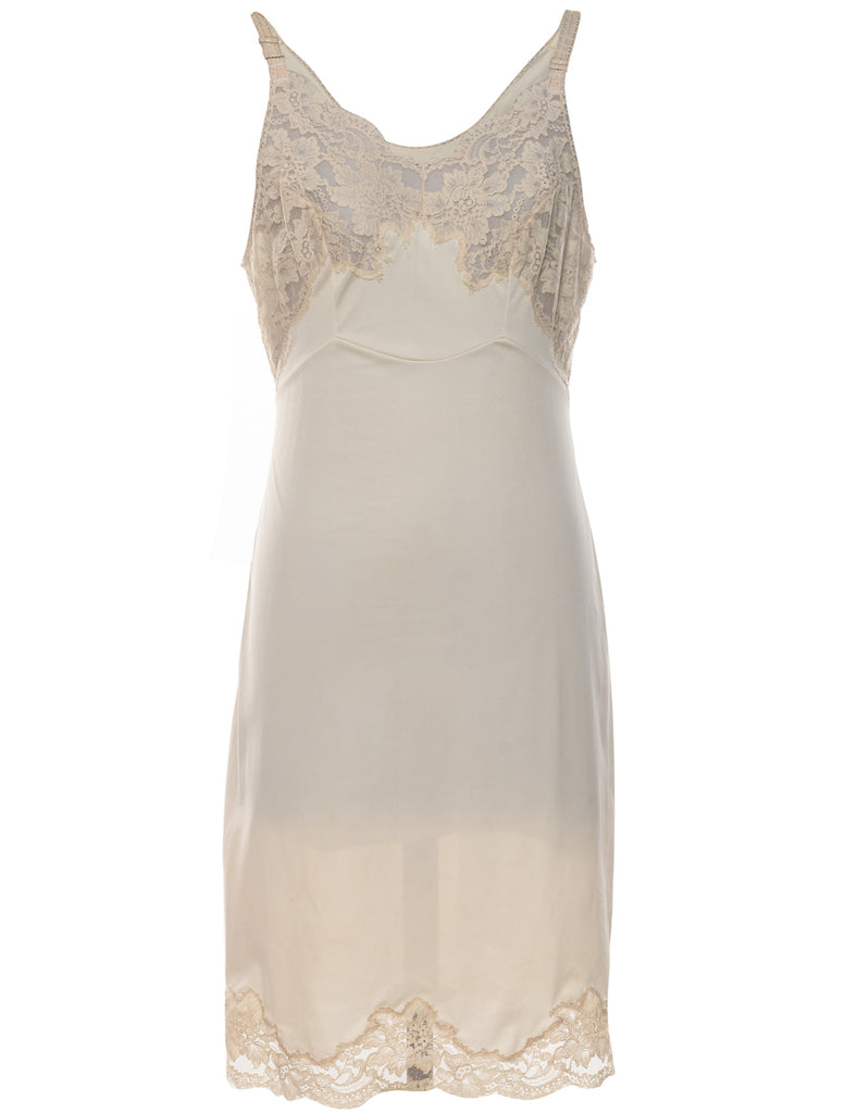 Nude Lace Trim Slip Dress - L