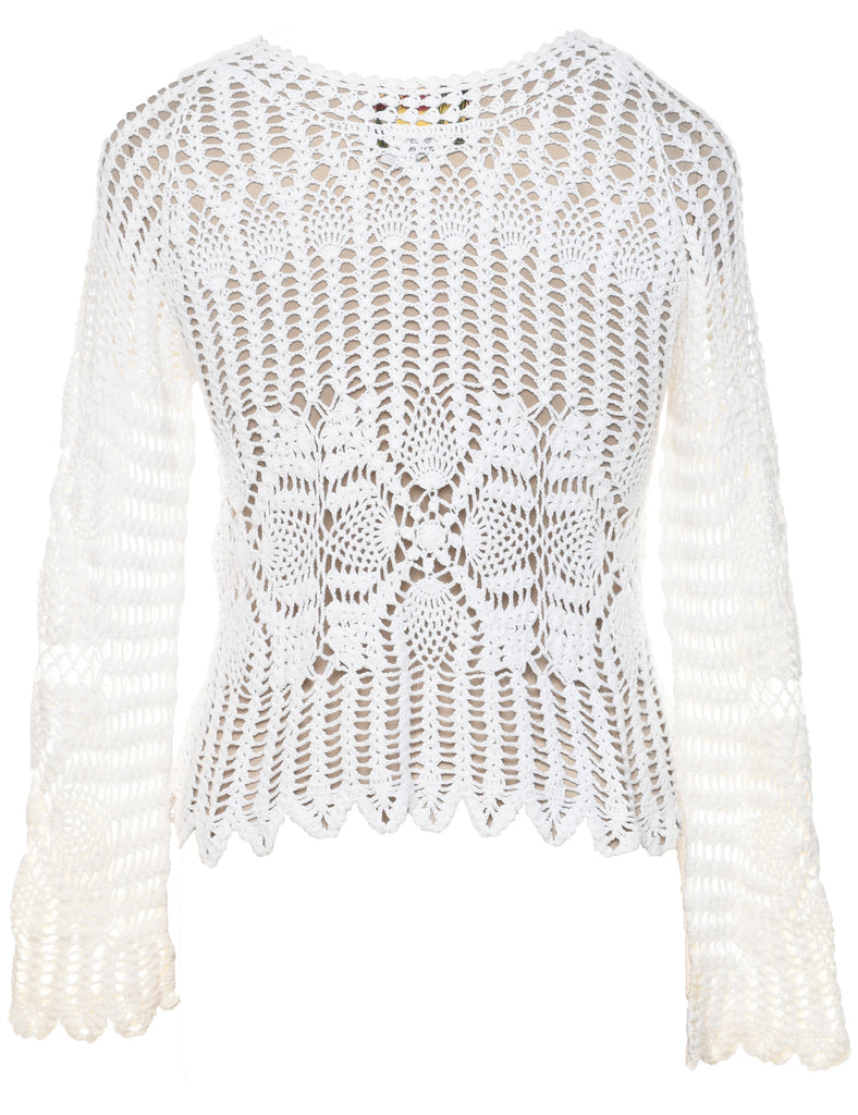 Off White Crochet Jumper - M