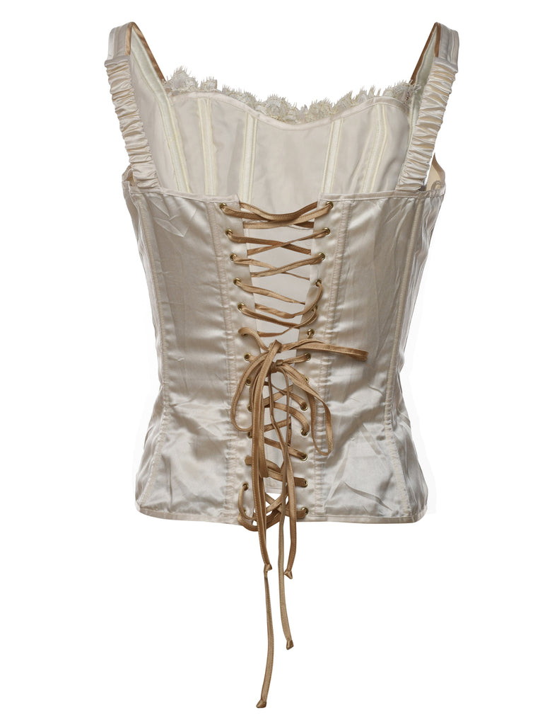 Off White Lace Trim Corset - S