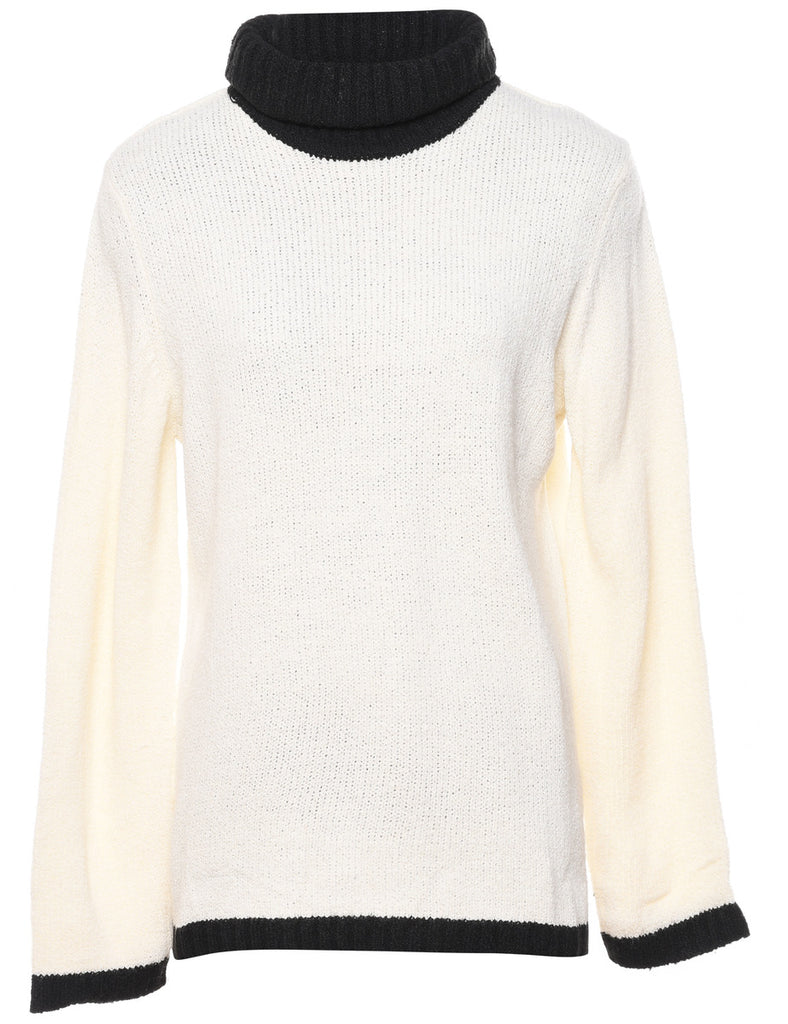 Off White Polo Neck Jumper - L