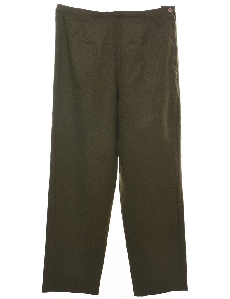 Olive Green Classic Straight-Fit Trousers - W32 L29