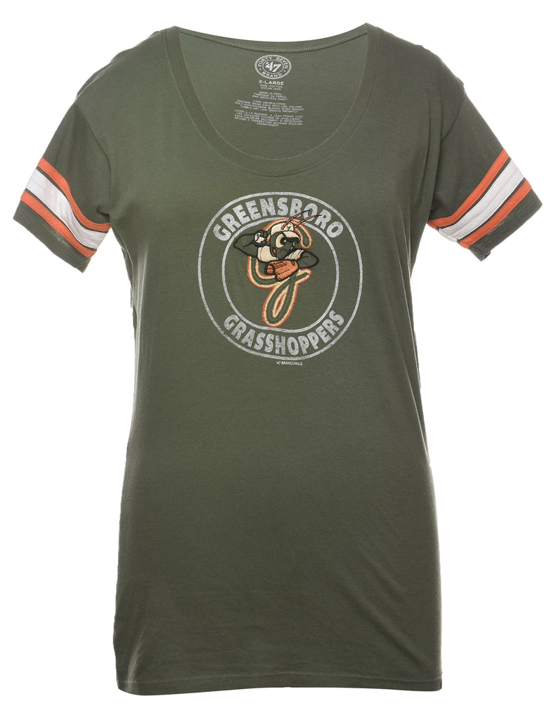 Olive Green Printed Grashoppers T-shirt - M