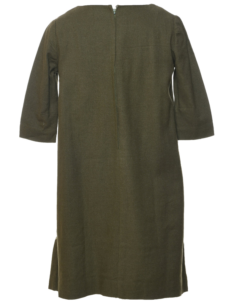 Olive Green Shift Dress - M