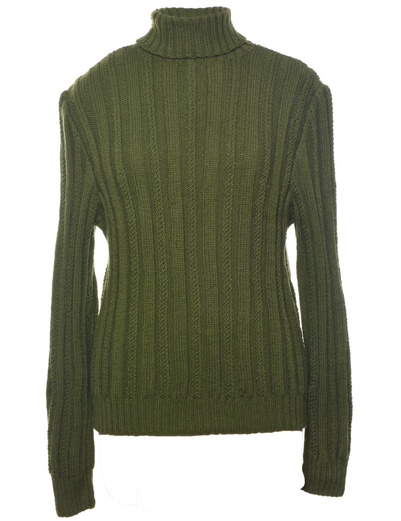 Olive Green Turtleneck Jumper - L