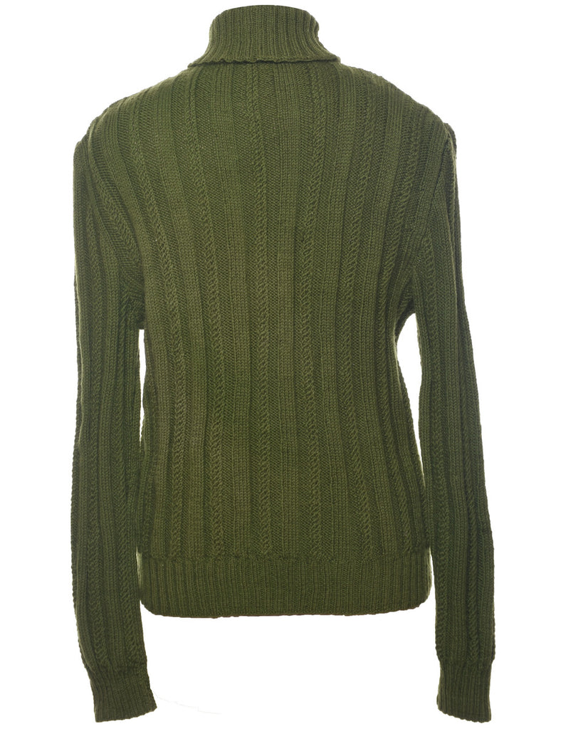 Olive Green Turtleneck Jumper - L