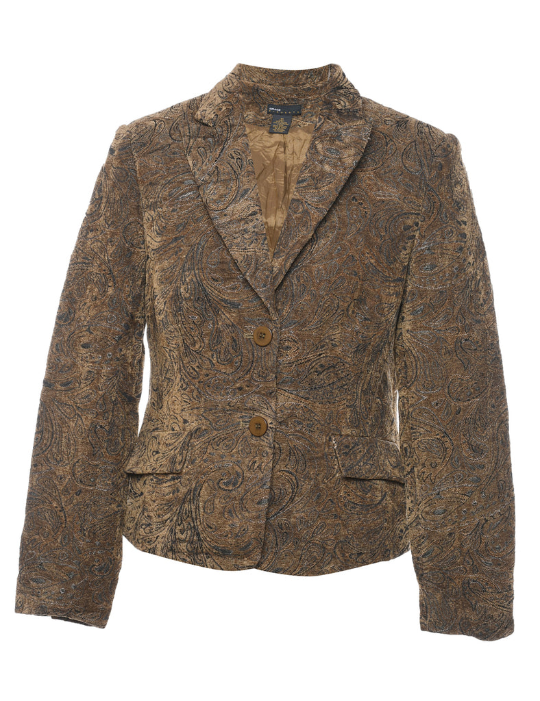 Paisley Pattern Black & Gold Tapestry Jacket - M