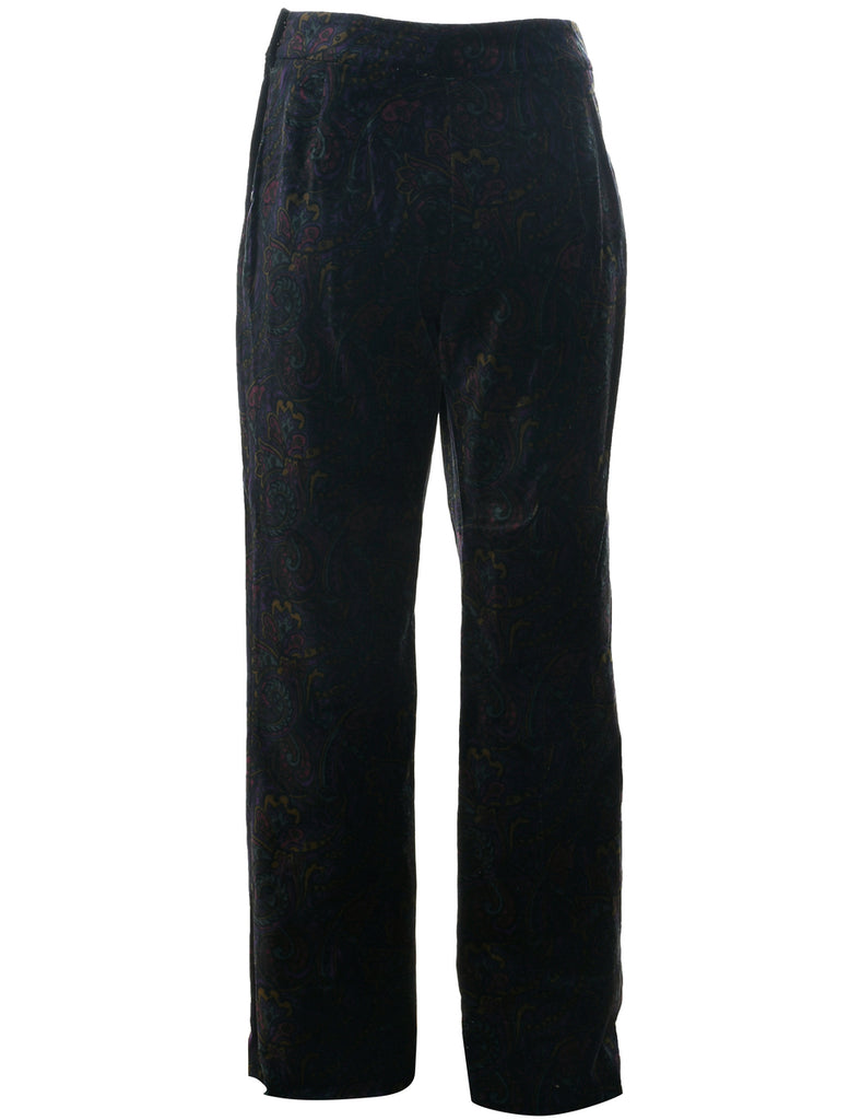 Paisley Pattern Velvet Trousers - W31 L30