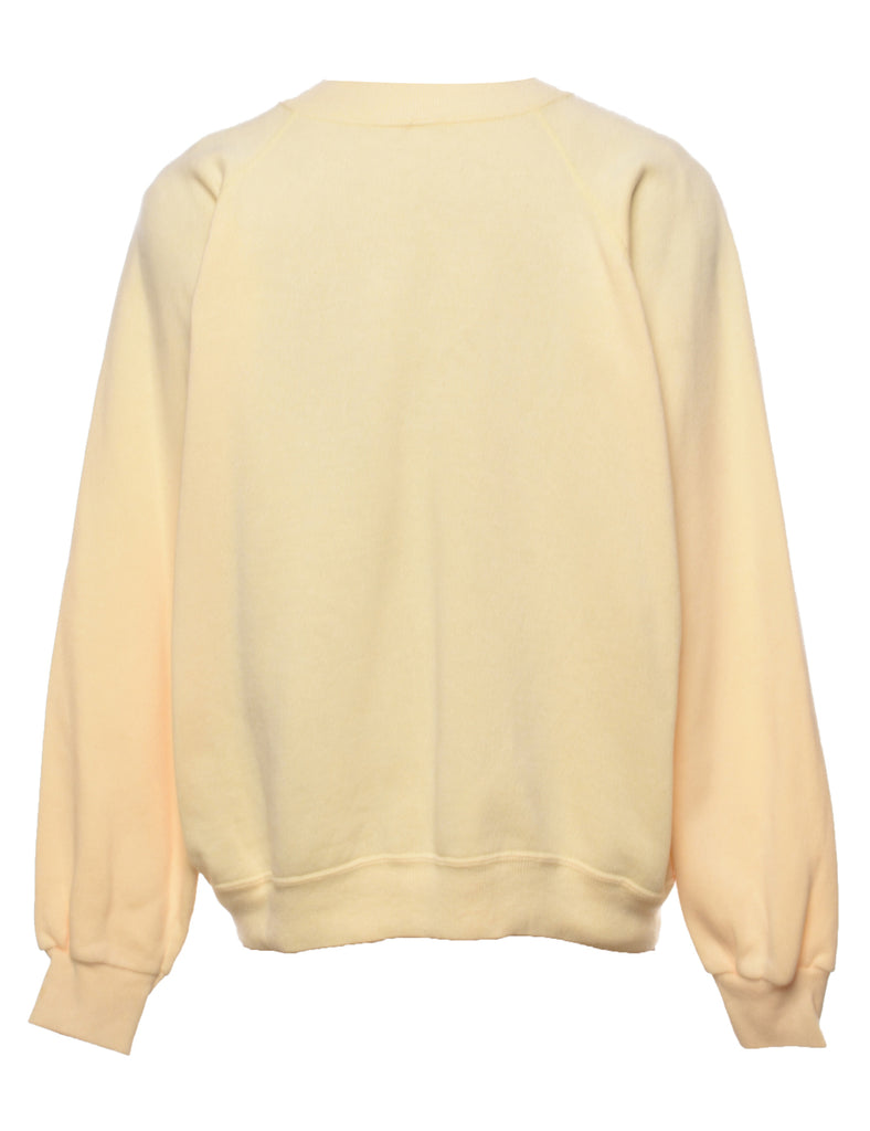 Pale Yellow Bird Printed Sweatshirt - L