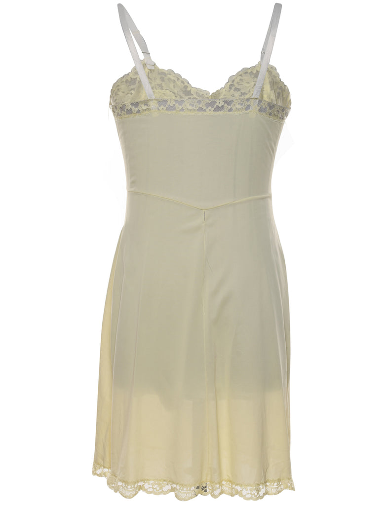 Pale Yellow Lace Trim Slip - M