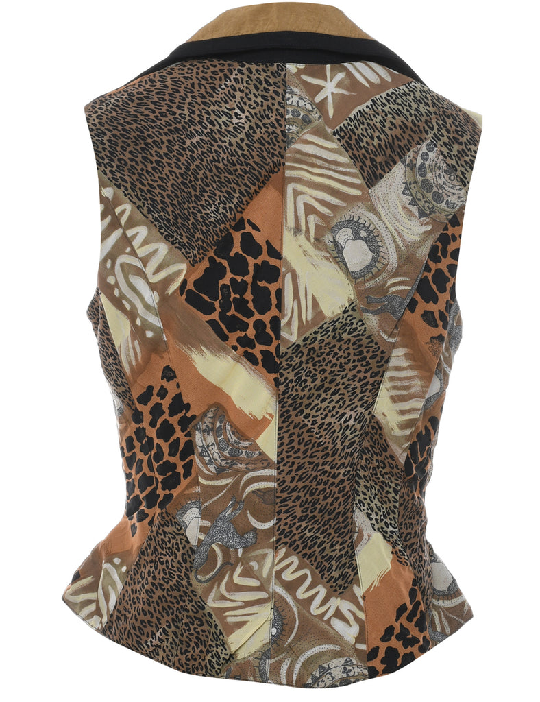 Patchwork Animal Print Waistcoat - M