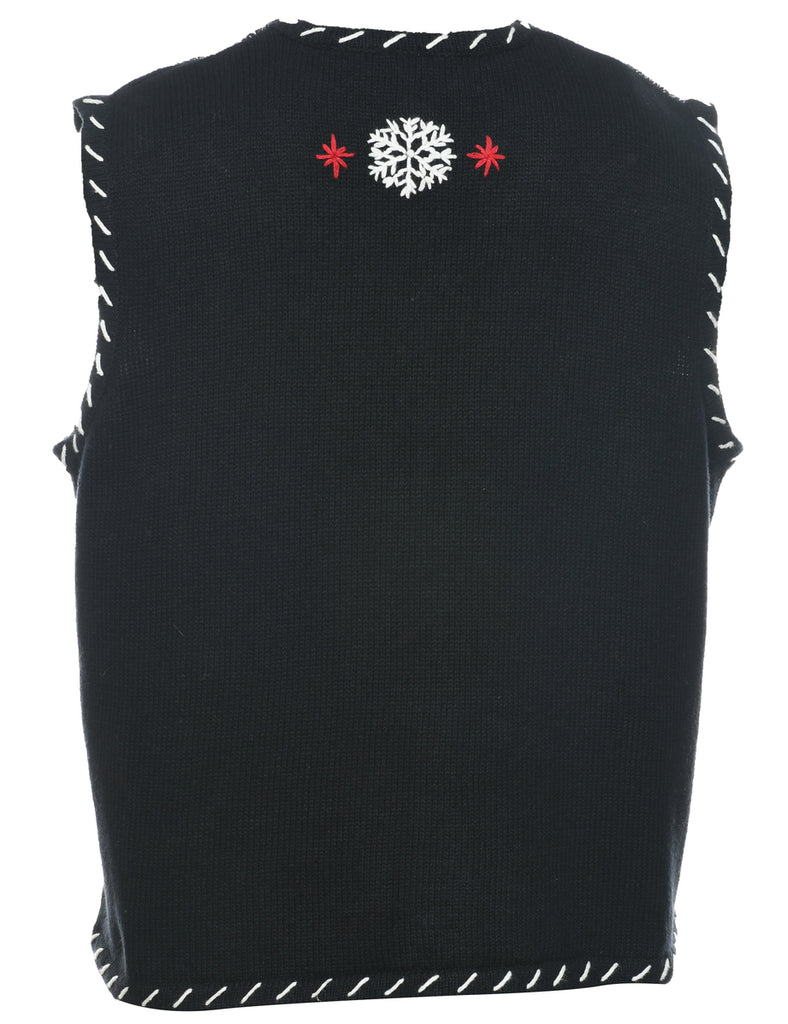 Patchwork  Black Christmas Vest - XL