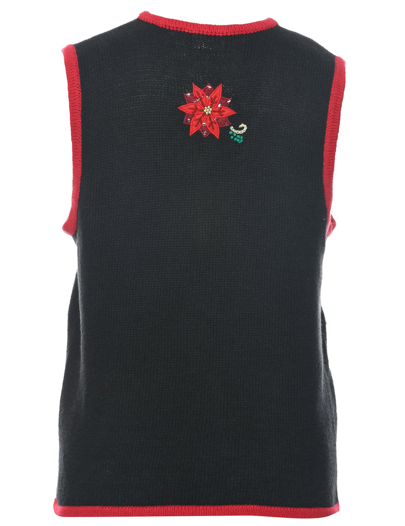 Patchwork Black Christmas Vest - M