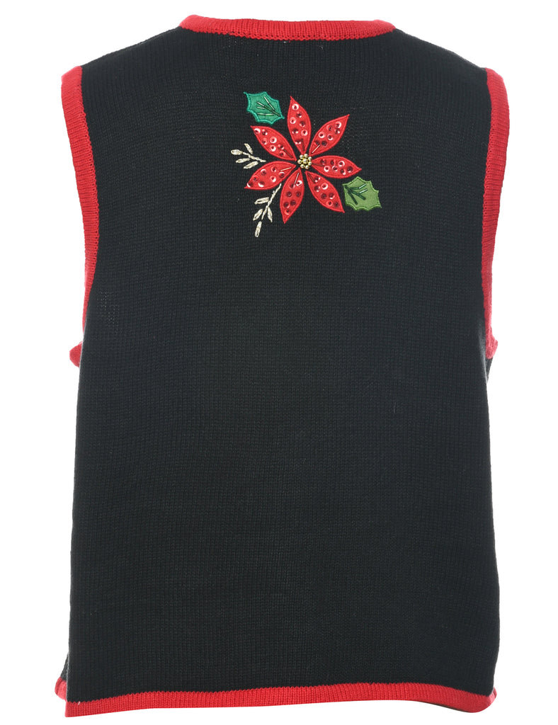 Patchwork Black Christmas Vest - L