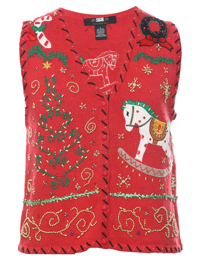 Patchwork Christmas Vest - M