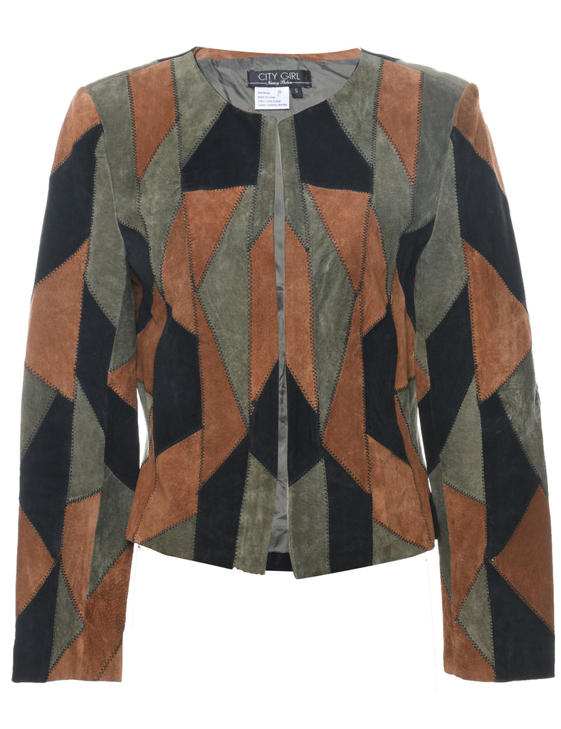 Patchwork Multi-Colour 1980s Suede Jacket - S