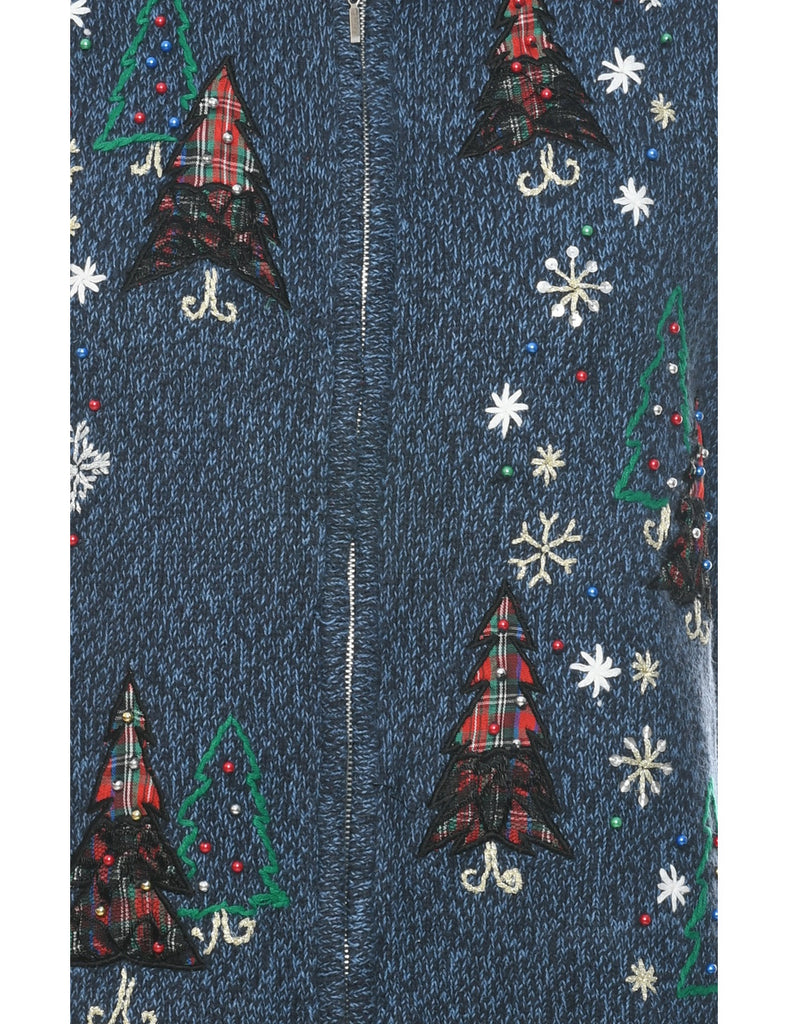 Patchwork  Navy Christmas Vest - L