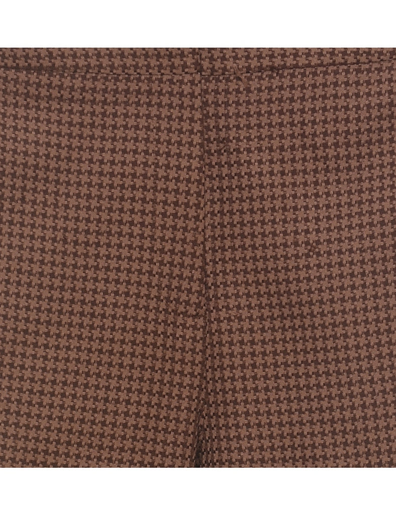 Patterned Brown Classic Trousers - W35 L26