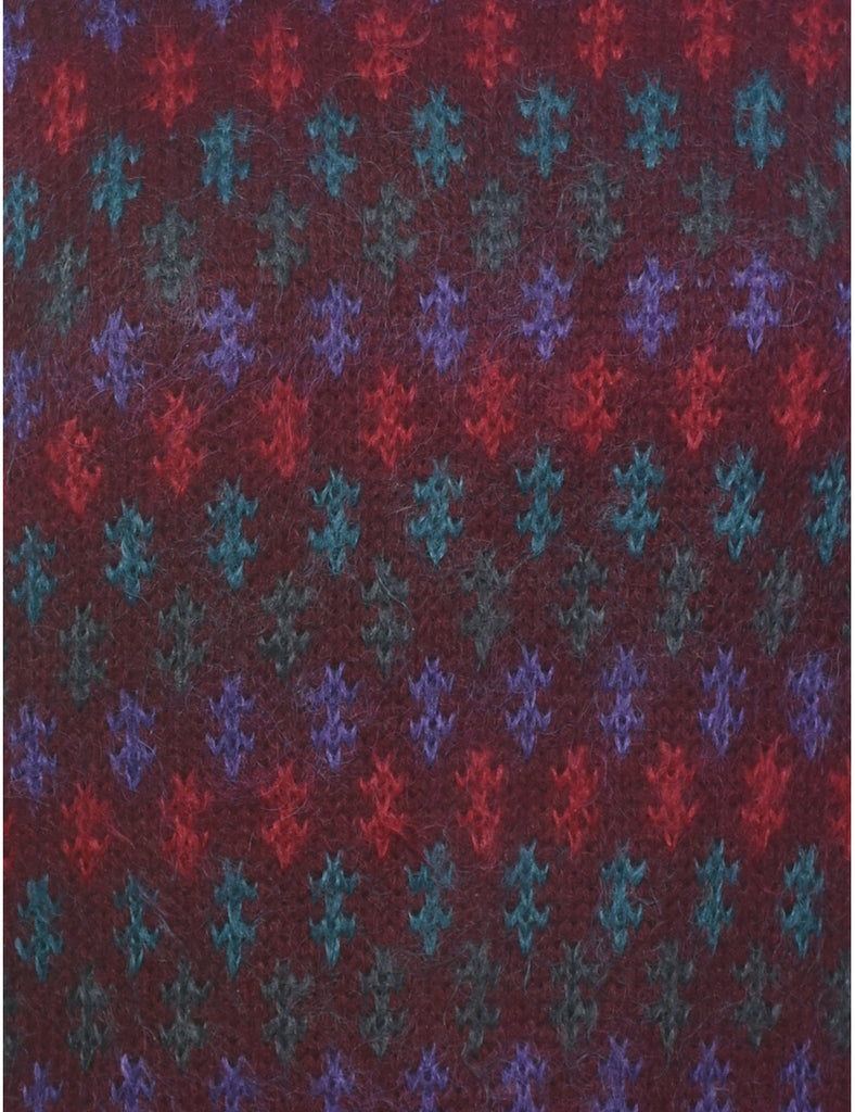 Patterned Maroon Jumper - S