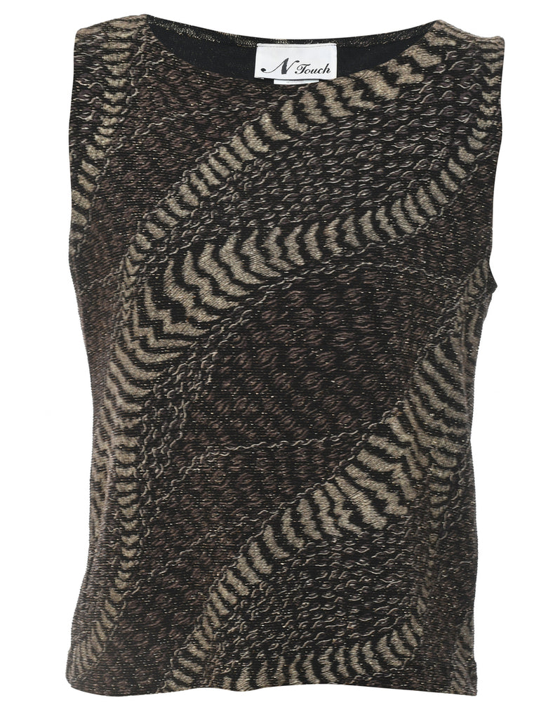 Patterned Metallic Evening Top - S