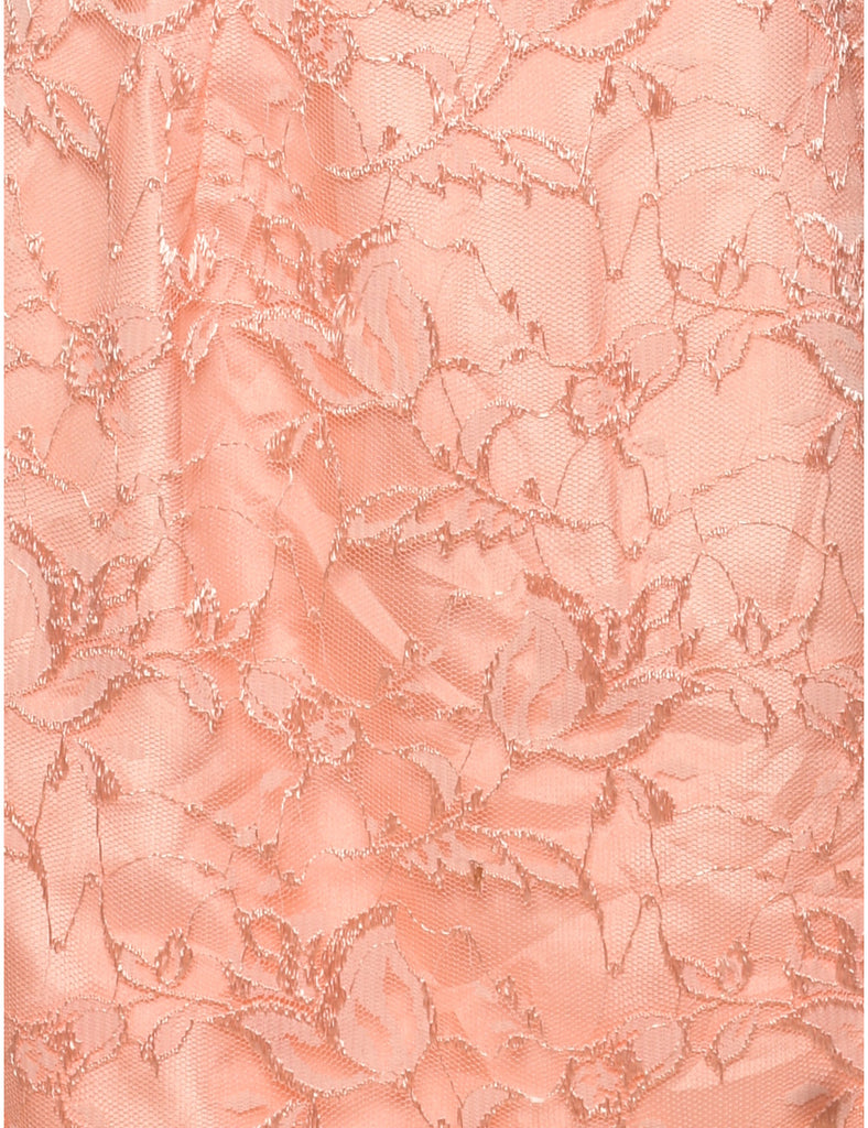 Peach Lace Evening Dress - S