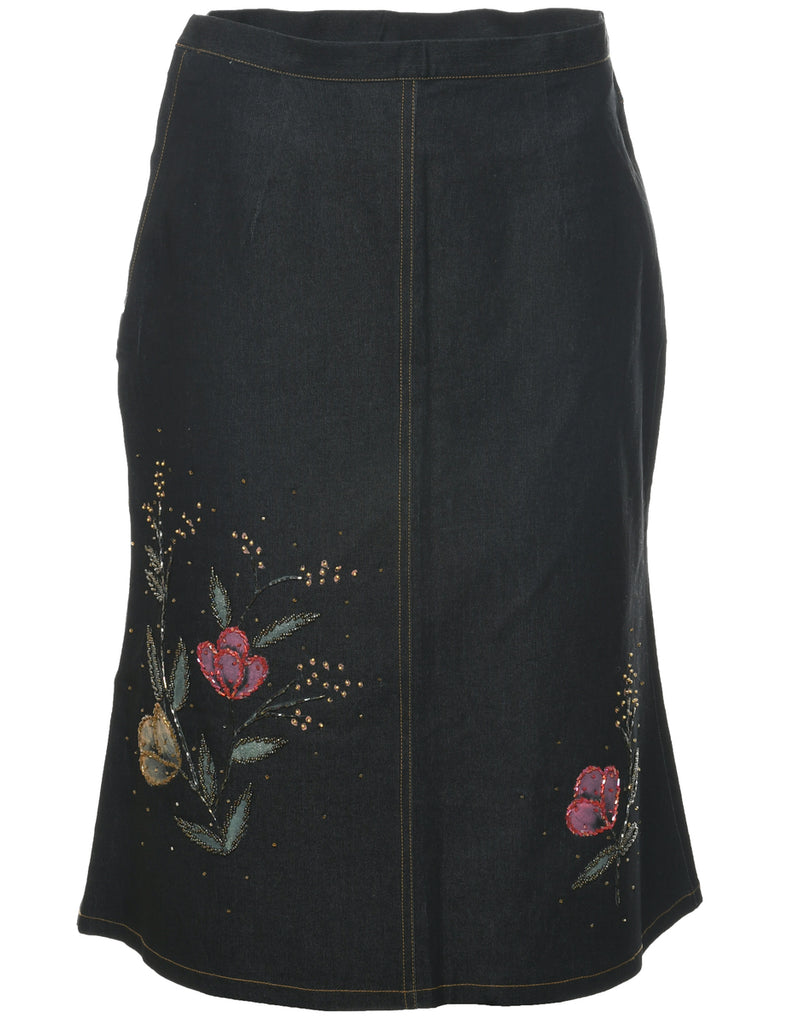 Pencil Shape Denim Skirt - M