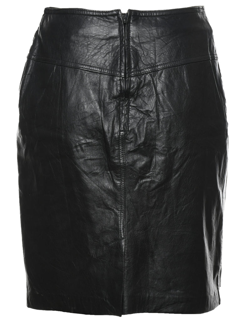 Pencil Shape Leather Skirt - S